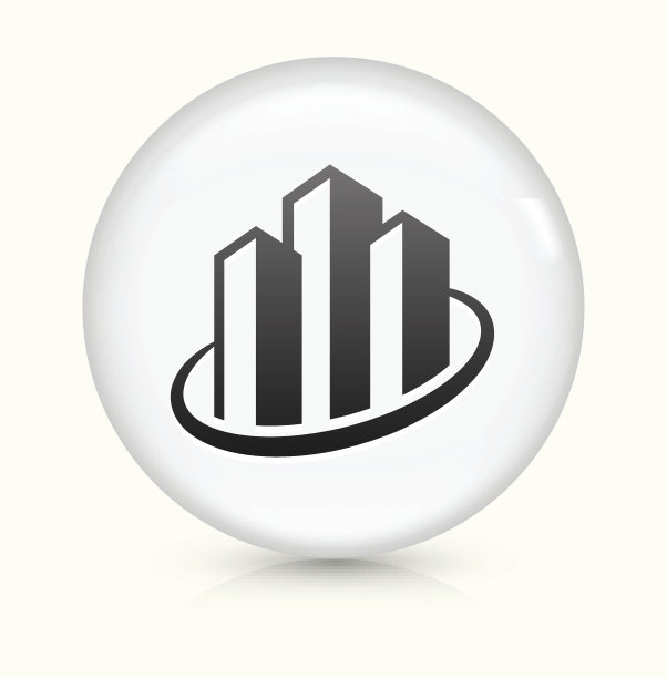 城市景观图标上的白色圆形矢量按钮图片下载