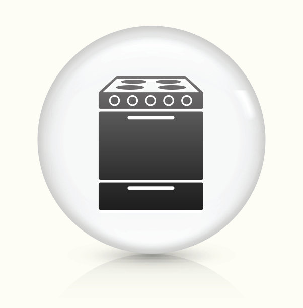 烤箱图标上的白色圆形矢量按钮图片下载