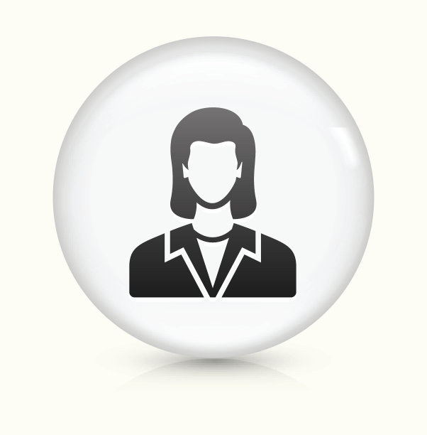 女人的脸图标上白色的圆形矢量按钮图片下载