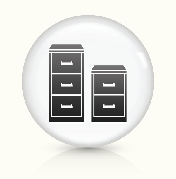文件柜图标上的白色圆形矢量按钮图片下载
