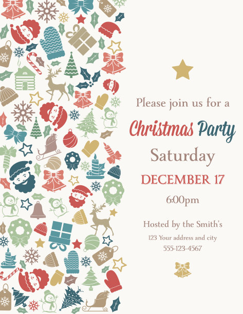 复古灵感圣诞派对邀请模板图片下载