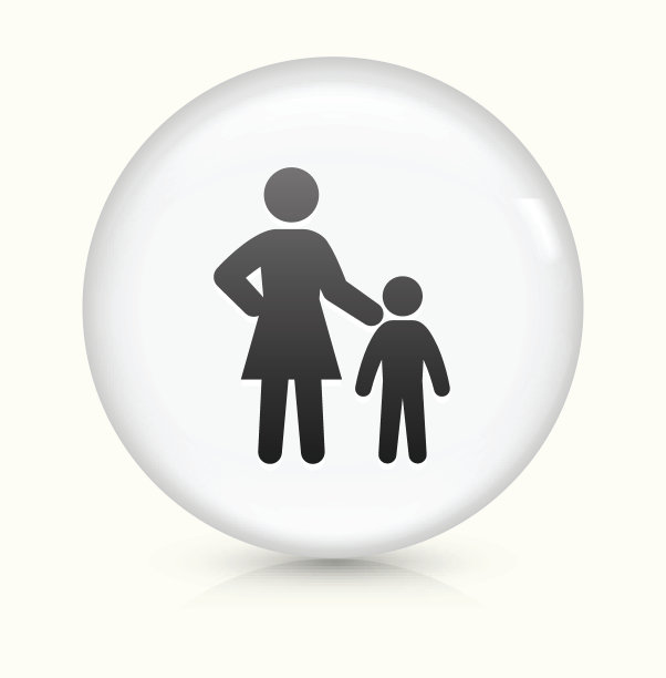 母子图标上的白色圆形矢量按钮图片下载
