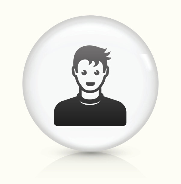 男脸图标上的白色圆形矢量按钮图片下载