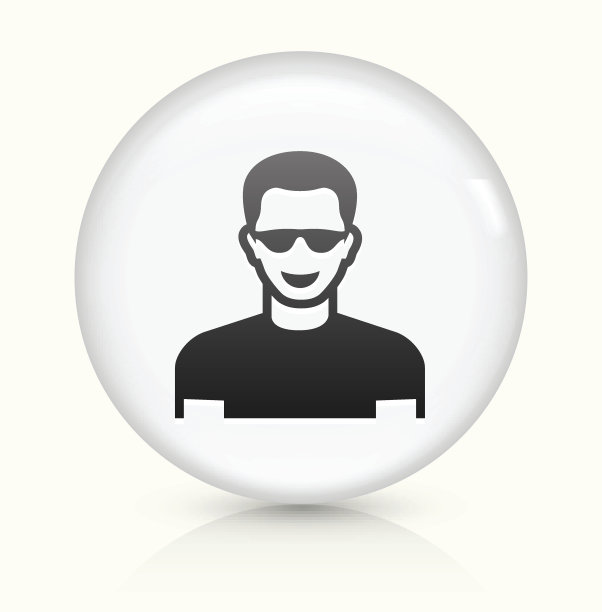 男脸图标上的白色圆形矢量按钮图片下载