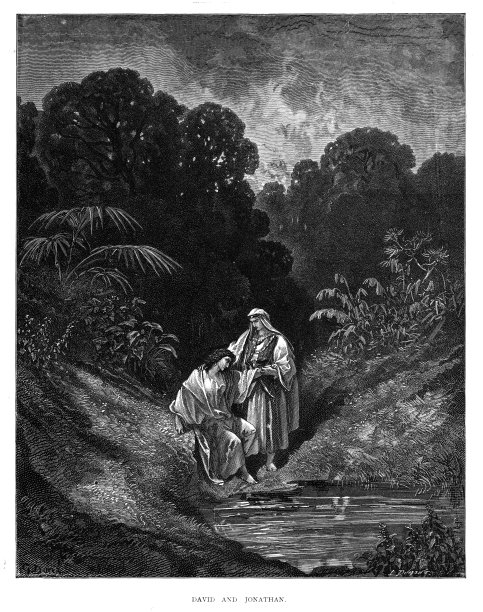 大卫和约拿单雕刻于1870年图片下载