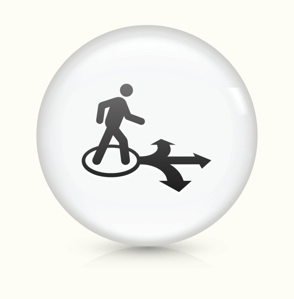 行走方向图标上的白色圆形矢量按钮图片下载