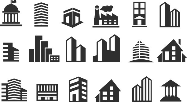 建筑物矢量图标集图片下载