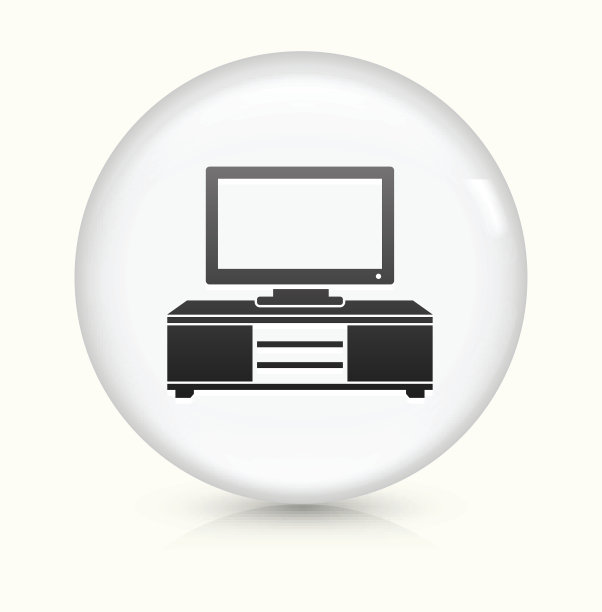 电视站图标上的白色圆形矢量按钮图片下载