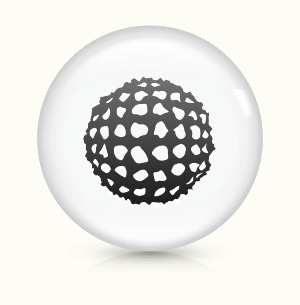 白色圆形矢量按钮上的病毒图标图片下载