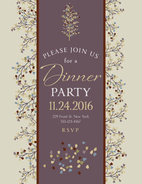 优雅的秋季晚宴邀请模板图片下载