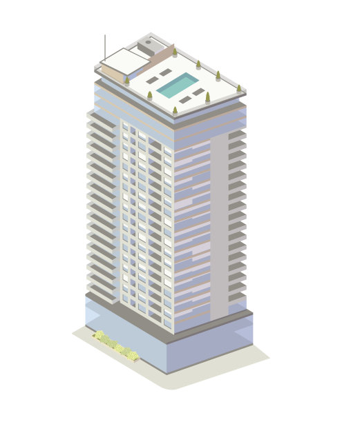 高层公寓建筑插图图片下载
