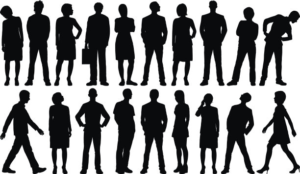 高度详细的人物剪影图片下载