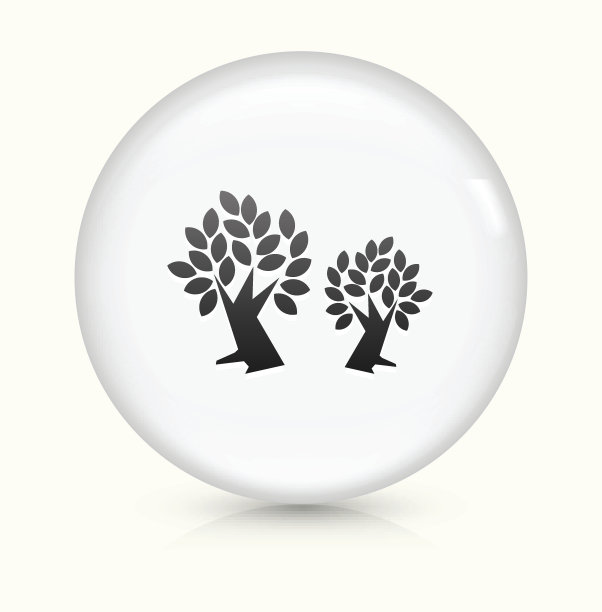 树图标上的白色圆形矢量按钮图片下载