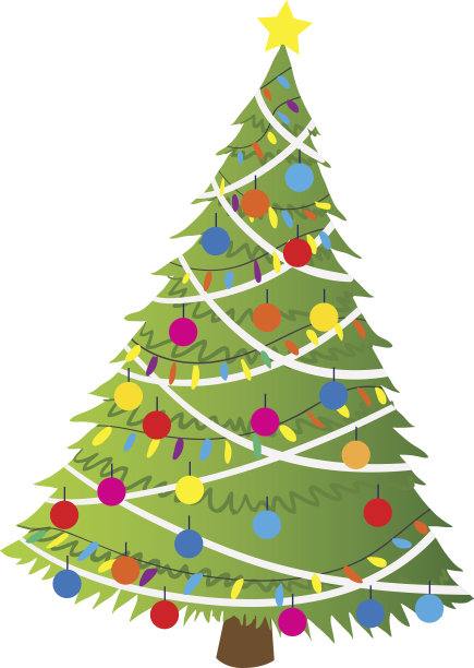 卡通圣诞树平贴纸图标。图片下载