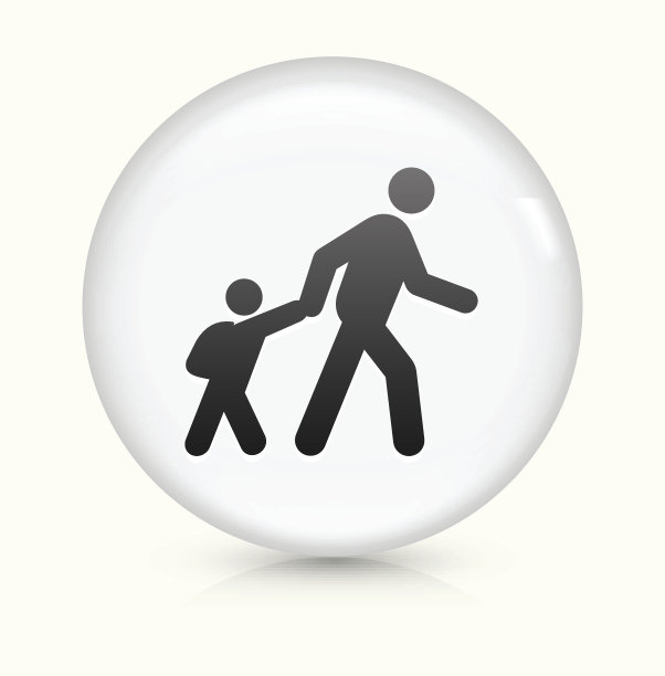 父行走子图标上的白色圆形矢量按钮图片下载