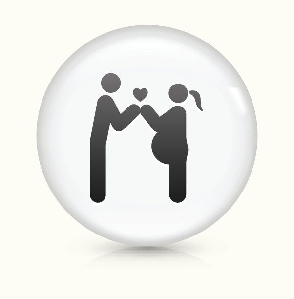 一对夫妇期待一个孩子图标上白色的圆形矢量按钮图片下载
