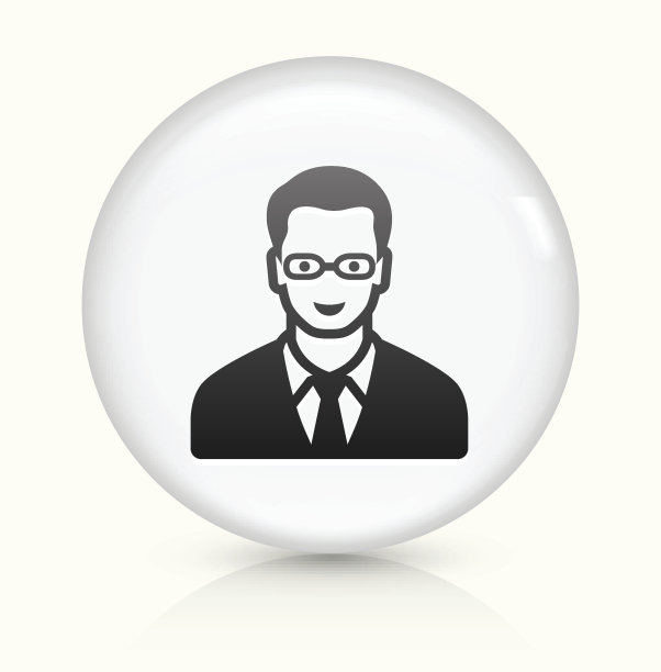 男脸图标上的白色圆形矢量按钮图片下载