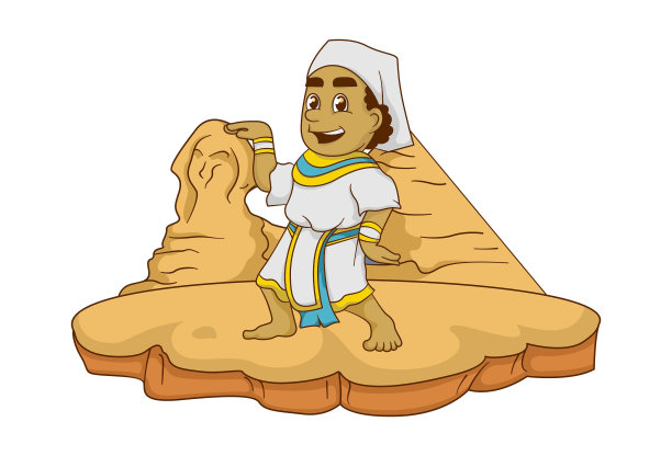 埃及儿童矢量插画图片下载