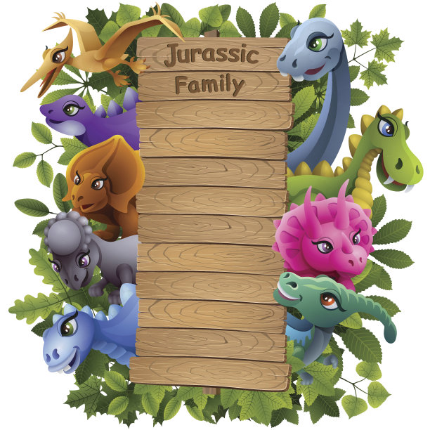 带木制标志的恐龙图片下载