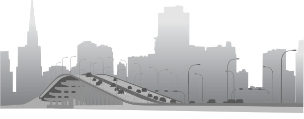 市中心桥上的湖矢量插图图片下载