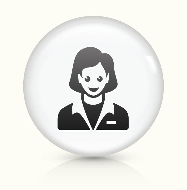 女性脸图标上的白色圆形矢量按钮图片下载