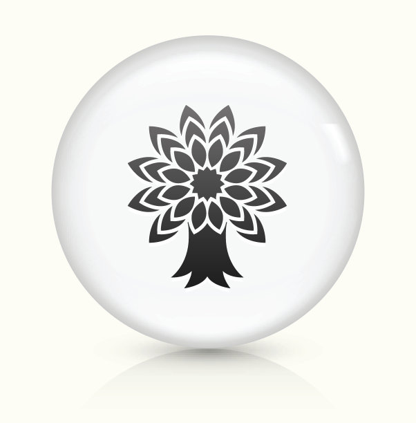 树图标上的白色圆形矢量按钮图片下载