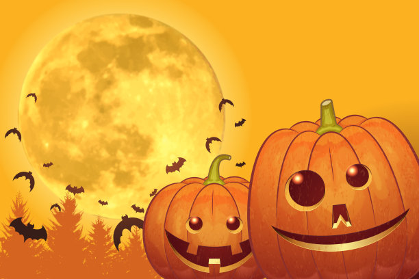 万圣节的背景[杰克灯和满月]图片下载