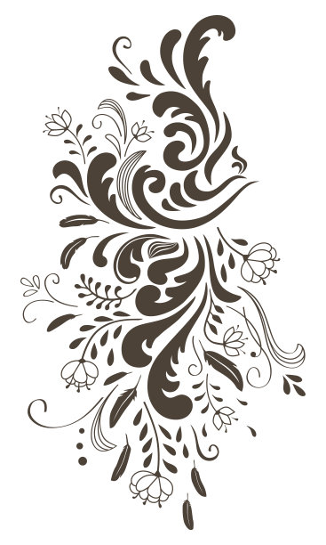 深棕色鸟花的抽象剪影图片下载