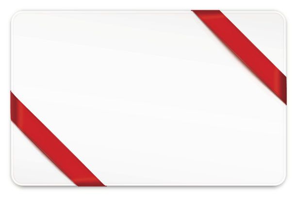 空白礼品卡与红丝带图片下载