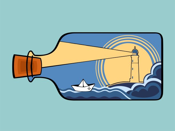 瓶子与海图片下载