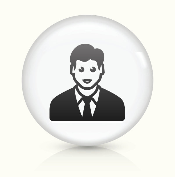 男脸图标上的白色圆形矢量按钮图片下载