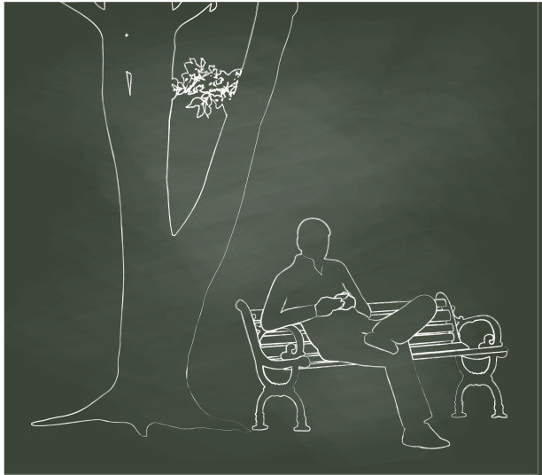 公园插图中的黑板智能手机图片下载