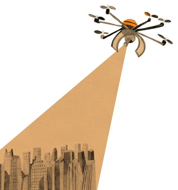 无人机在城市上空飞行图片下载