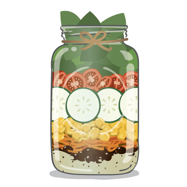 梅森瓶沙拉与健康蔬菜和调味品图片下载