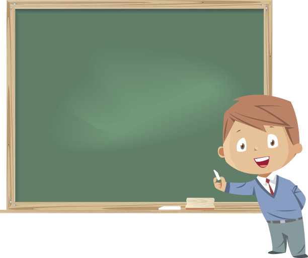 小男孩站在黑板前面图片下载