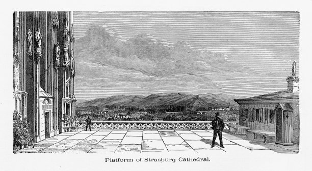 斯特拉斯堡大教堂平台，德国斯特拉斯堡，大约1887年图片下载