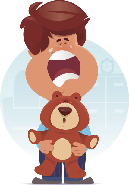 孩子抱着泰迪熊哭图片下载