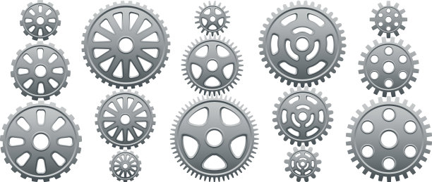 齿轮金属齿轮矢量图标集。图片下载