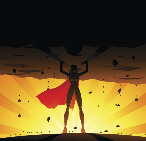 女超人举起沉重的地球仪图片下载