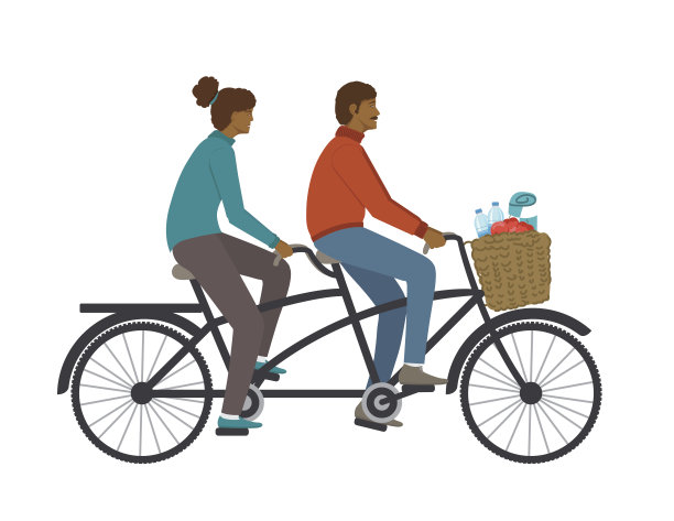 两个人骑双人自行车图片下载