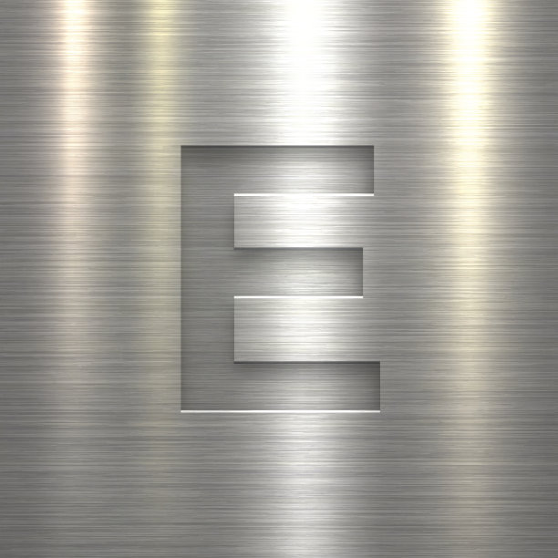 字母E设计-字母在金属纹理背景图片下载