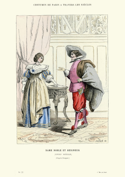 时尚史，贵族夫人和勋爵18世纪图片下载