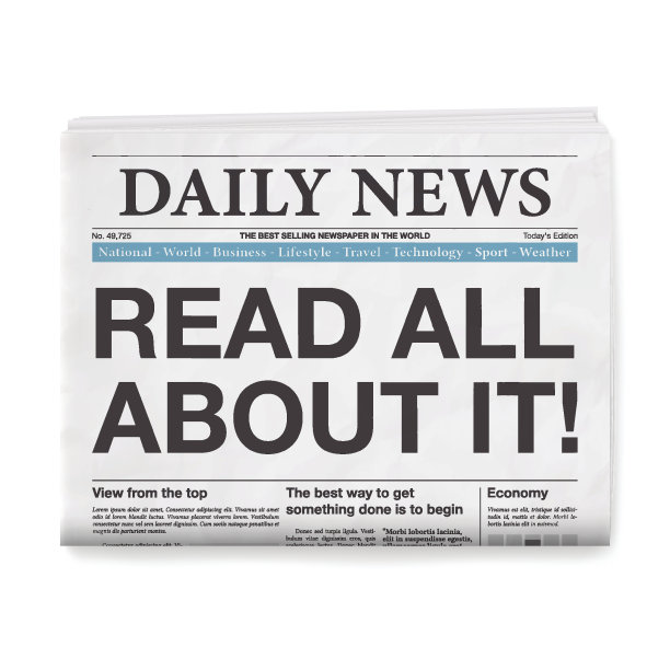 阅读所有关于它的标题。报纸孤立在白色背景上图片下载