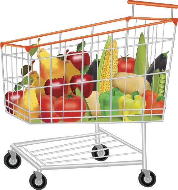 购物车里的蔬菜和水果图片下载