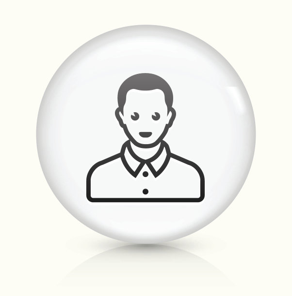 男脸图标上的白色圆形矢量按钮图片下载