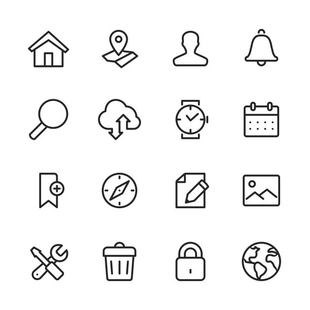 主页-轮廓样式矢量图标图片下载