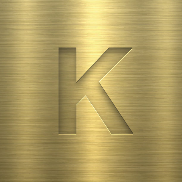 字母K设计-字母上的黄金金属纹理图片下载