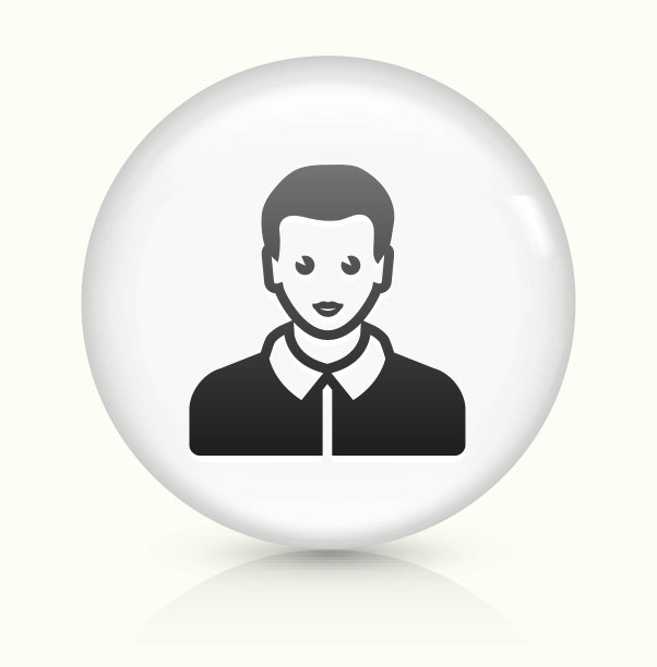 男脸图标上的白色圆形矢量按钮图片下载