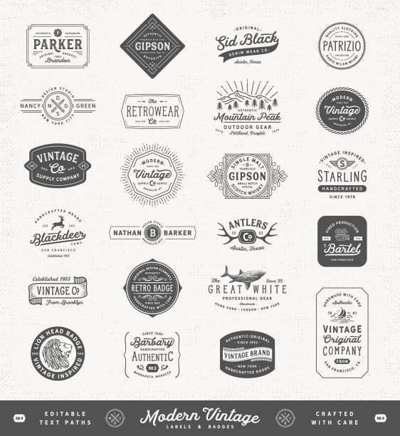 现代Vintage标签，徽章和标志图片下载