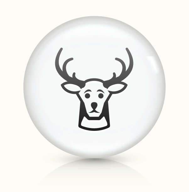 驯鹿图标上的白色圆形矢量按钮图片下载